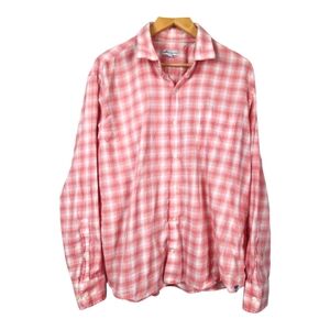 Peter Millar Lovells Island Cotton Sport Shirt XL Coral Plaid Soft Casual Golf